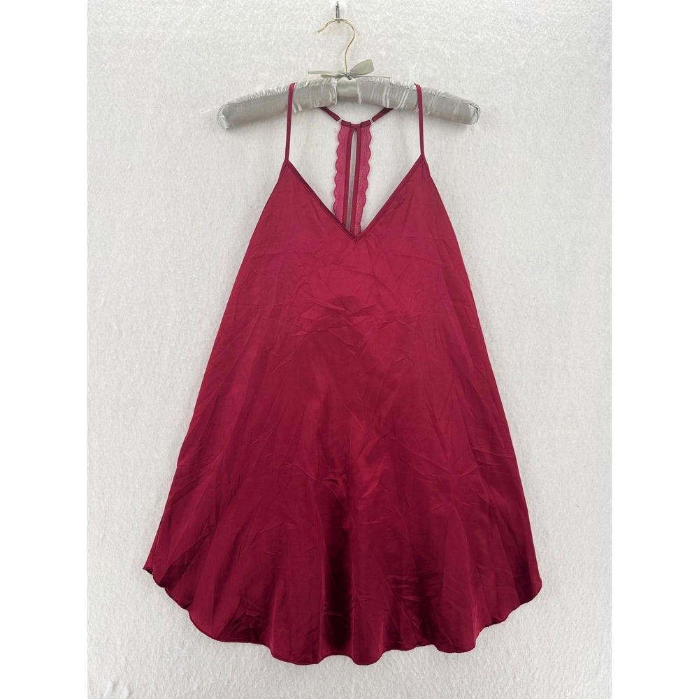 Ekouaer - Nightgown Satin Lace Racerback - Burgundy - S - Womens